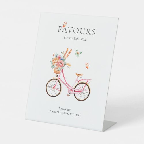 French Pink Vintage Bicycle Favours Pedestal Sign