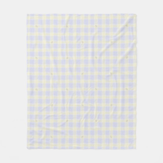 French Plaid with Fleur de Lis Fleece Blanket (Front)