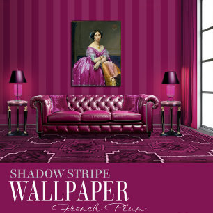 French Plum Six Inch Shadow Stripe Wallpaper