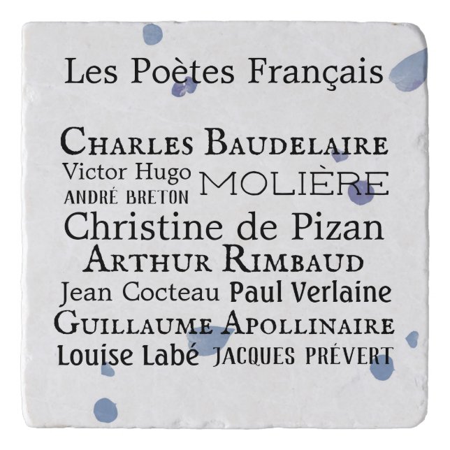 French Poets Ceramic Tile Trivet (Front)