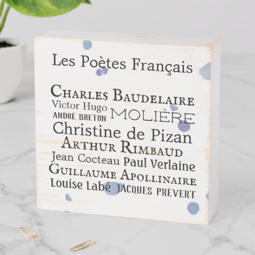 French Poets Wooden Sign Box