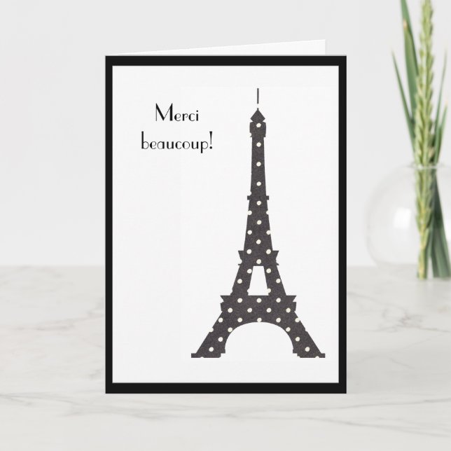 French Polka Dots Eiffel Tower Thank You Card (Front)