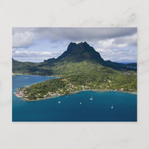 French Polynesia, Bora Bora. Aerial view of Postcard