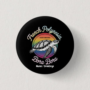 French Polynesia Bora Bora Moorea Tahiti Turtle Button
