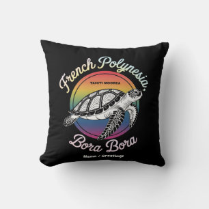 French Polynesia Bora Bora Moorea Tahiti Turtle Throw Pillow