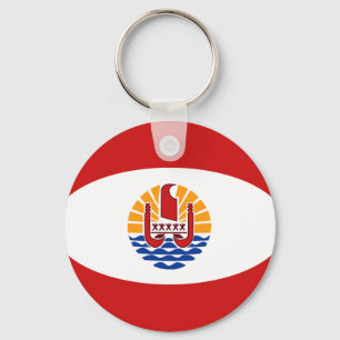 French Polynesia Fisheye Flag Keychain