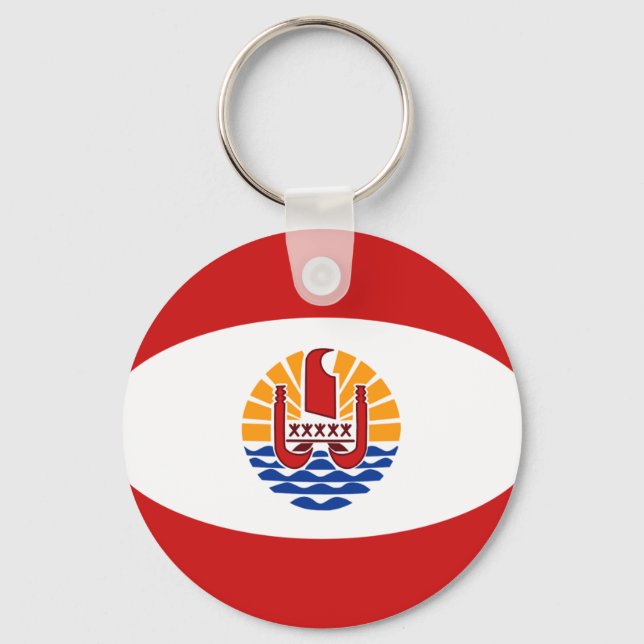 French Polynesia Fisheye Flag Keychain (Front)