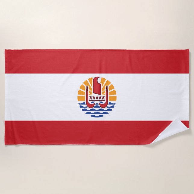 French Polynesia Flag Beach Towel (Front)