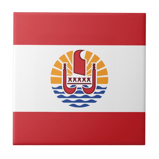 French Polynesia Flag Ceramic Tile (Front)