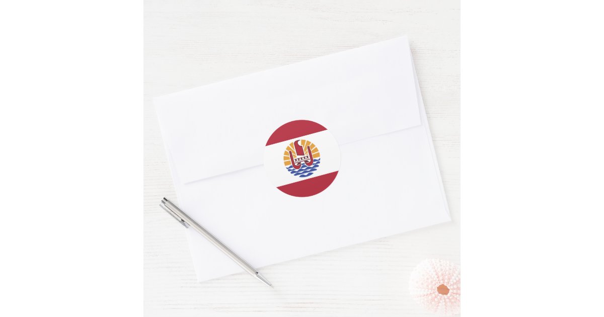French Polynesia flag Classic Round Sticker | Zazzle