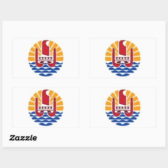 French Polynesia Flag, Drapeau Polynésie Française Rectangular Sticker ...