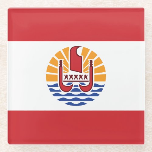 French Polynesia Flag Glass Coaster