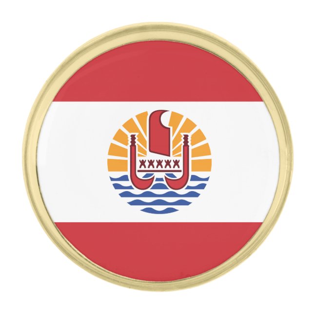 French Polynesia Flag Gold Finish Lapel Pin (Front)