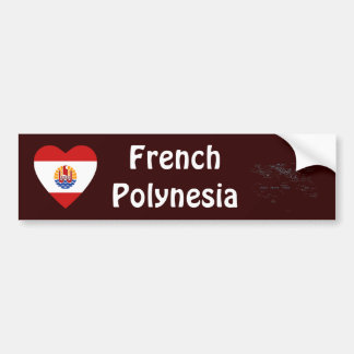 French Polynesia Flag Heart + Map Bumper Sticker