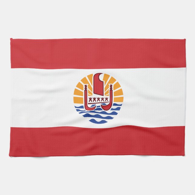 French Polynesia Flag Kitchen Towel (Horizontal)