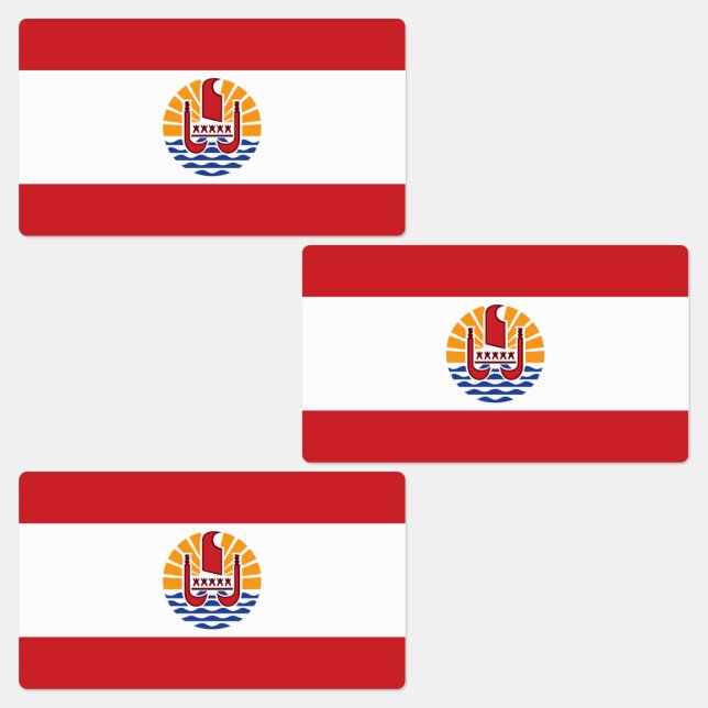 French Polynesia Flag Labels (Group)
