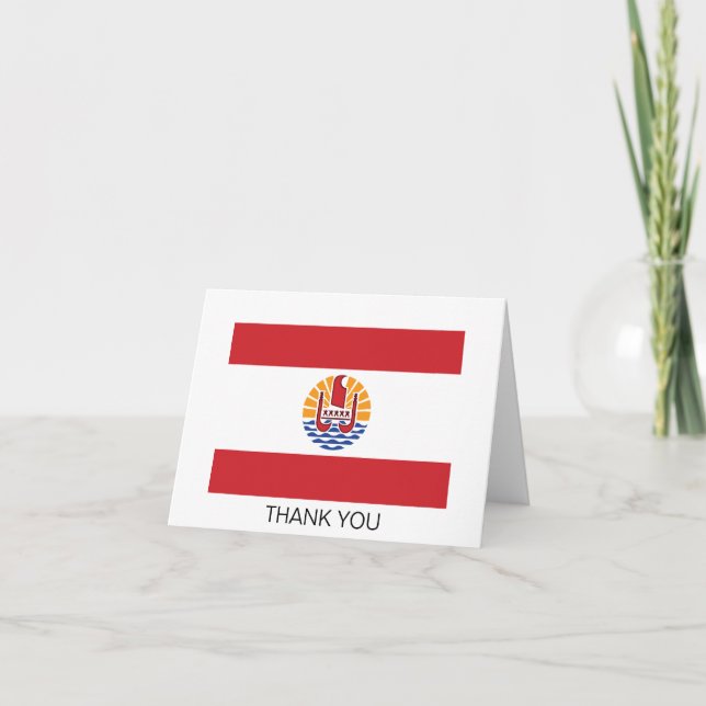 French Polynesia Flag Letterpress Thank You Card (Front)