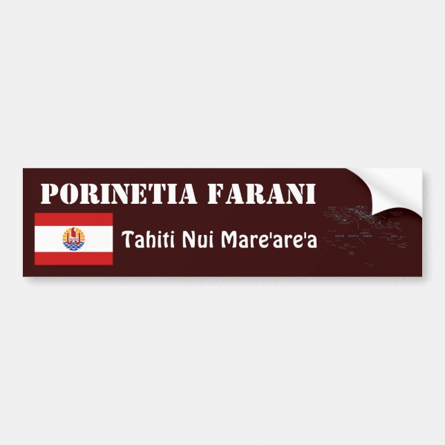 French Polynesia Flag + Map Bumper Sticker (Front)