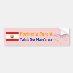 French Polynesia Flag + Map Bumper Sticker