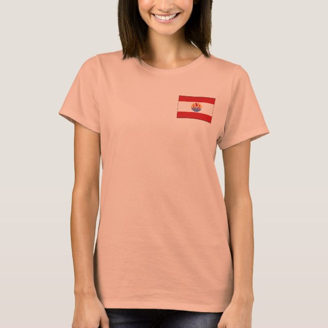 French Polynesia Flag + Map T-Shirt (Front)