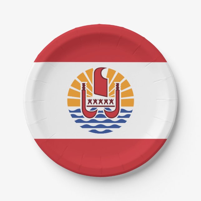 French Polynesia Flag Paper Plates (Front)