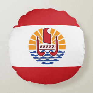 French Polynesia Flag Round Pillow