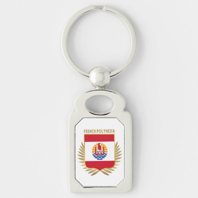 French Polynesia Flag Shield Keychain (Front)