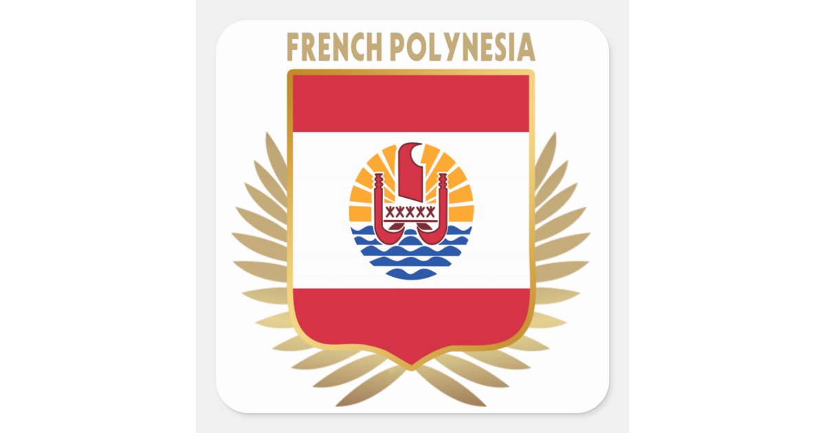 French Polynesia Flag Shield Square Sticker | Zazzle