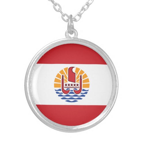 French Polynesia Flag Silver Plated Necklace