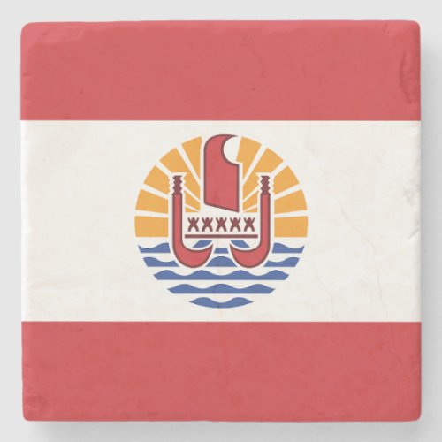 French Polynesia Flag Stone Coaster