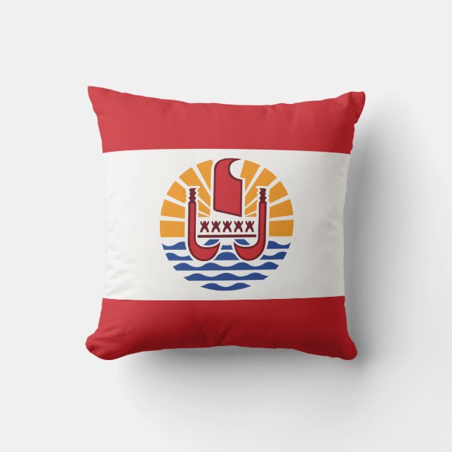 French Polynesia Flag Throw Pillow (Front)