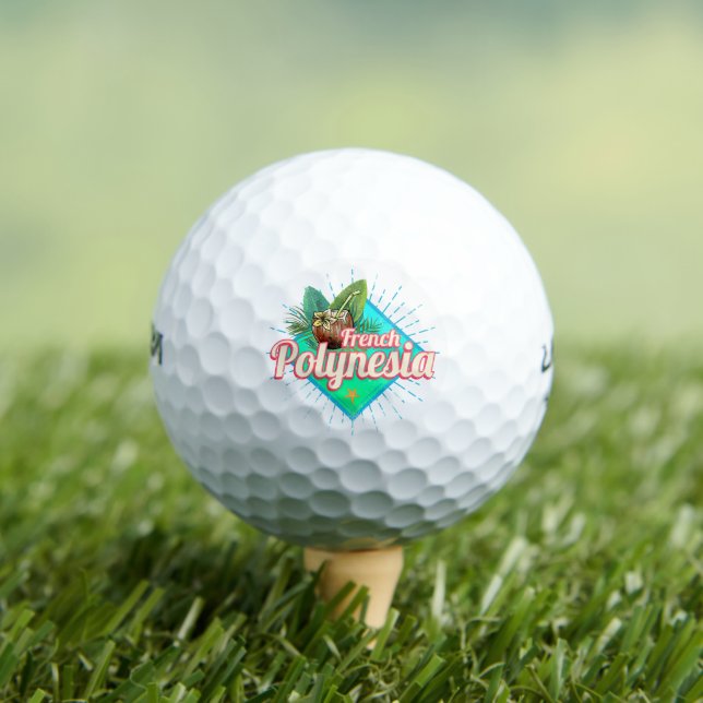 French Polynesia Island Pacific Vintage Souvenir Golf Balls (Insitu Tee)