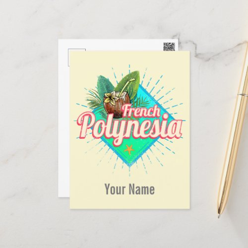 French Polynesia Island Pacific Vintage Souvenir Holiday Postcard