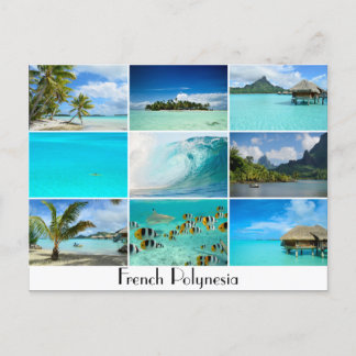 French Polynesia islands collage postcard