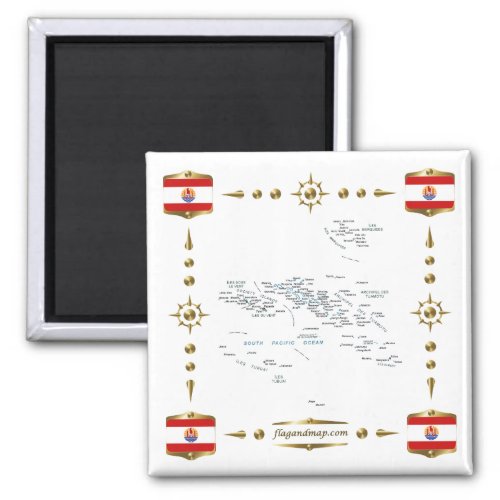 French Polynesia Map  Flags Magnet