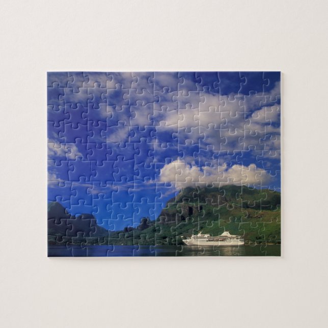 French Polynesia, Moorea. Cooks Bay. Cruise ship 3 Jigsaw Puzzle (Horizontal)