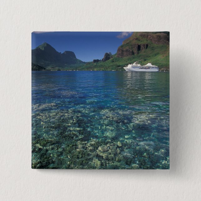 French Polynesia, Moorea. Cooks Bay. Cruise ship Button (Front)