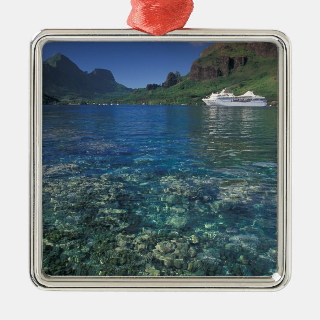 French Polynesia, Moorea. Cooks Bay. Cruise ship Metal Ornament (Front)