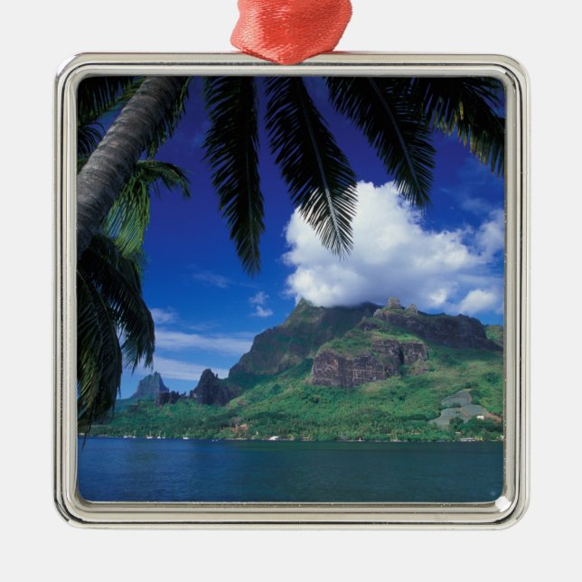 French Polynesia, Moorea. Cooks Bay. Green Metal Ornament (Front)