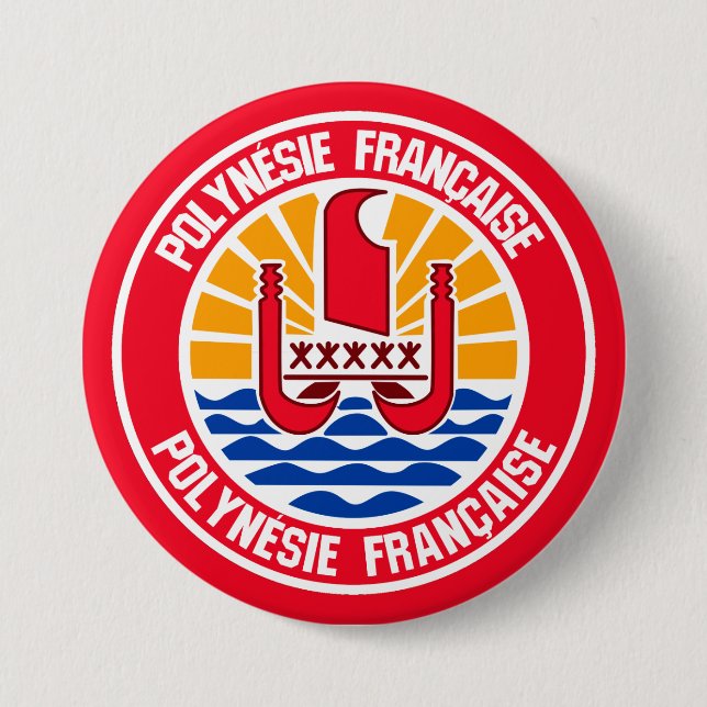 French Polynesia Round Emblem Button (Front)