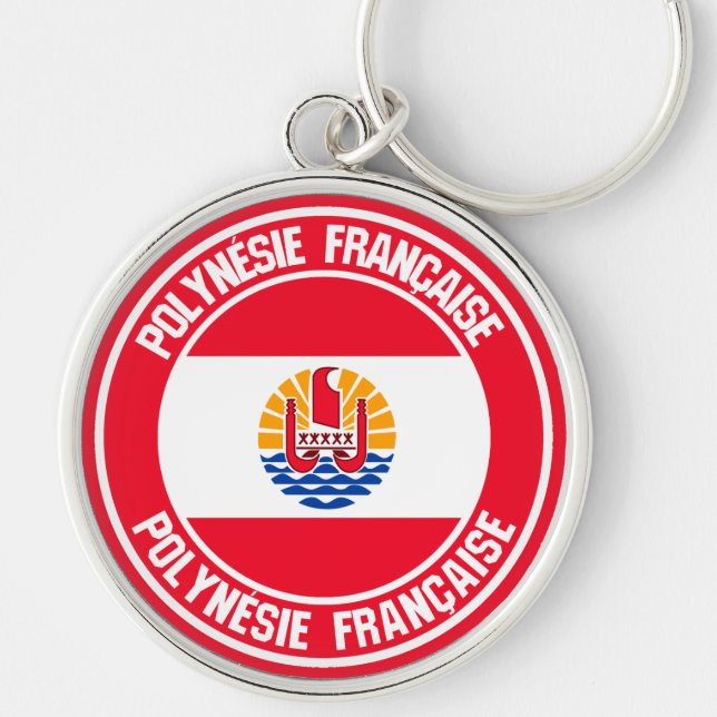 French Polynesia Round Emblem Keychain (Front)