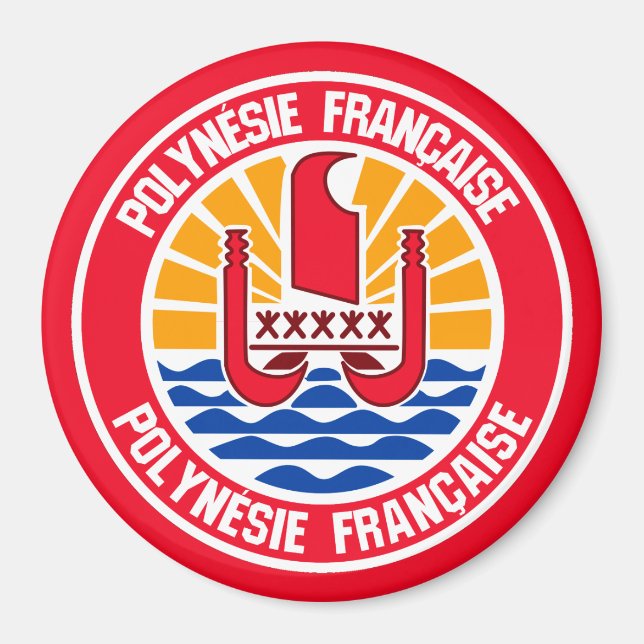 French Polynesia Round Emblem Magnet (Front)