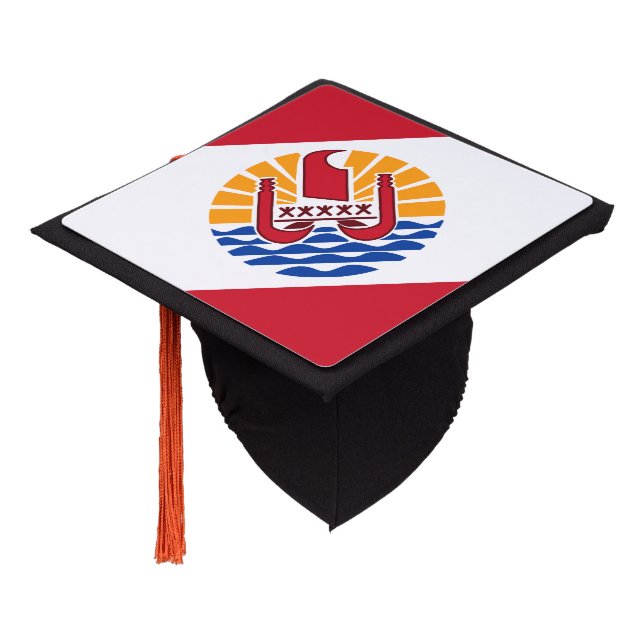 French Polynesian flag Graduation Cap Topper (Angled)