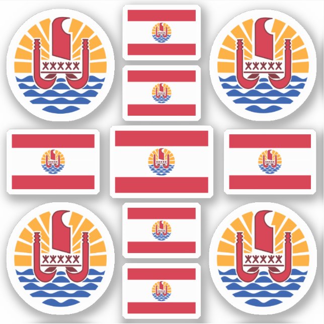 French Polynesian symbols / coat of arms and flag Sticker (Front)