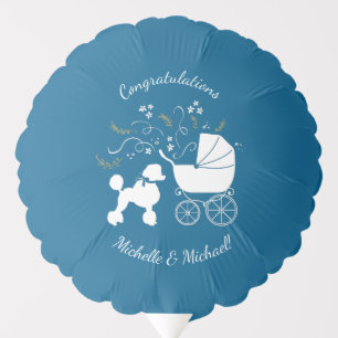 French Poodle Baby Shower Dog Puppy Blue Boy Balloon