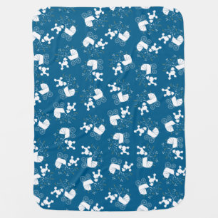 French Poodle Baby Shower Dog Puppy Blue Boy Blanket