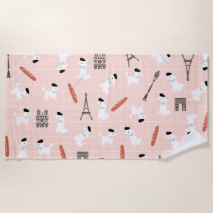 French Poodle Beach Towel
