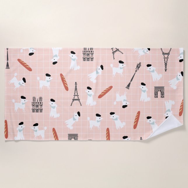 French Poodle Beach Towel (Front)
