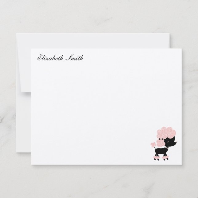 French Poodle Custom Flat Thank You Notes Invitation (Front)