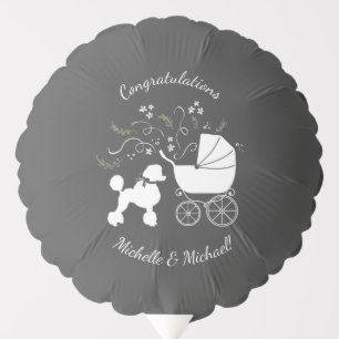 French Poodle Dog Baby Shower Puppy Gray Balloon